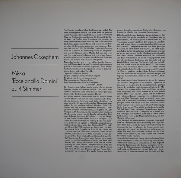 Cover zu Johannes Ockeghem, Pro Cantione Antiqua, Collegium Aureum, Hamburger Bläserkreis Für Alte Musik - Missa