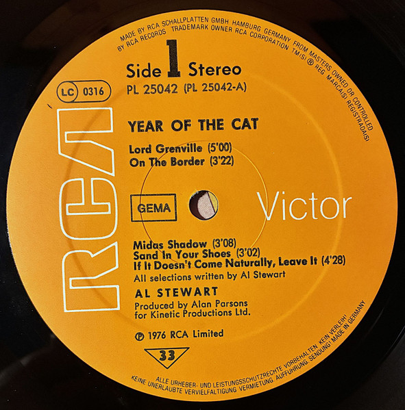 Cover zu Al Stewart - Year Of The Cat | 1976 | Vinyl, LP, Album, Stereo, Reissue | Rock | Germany