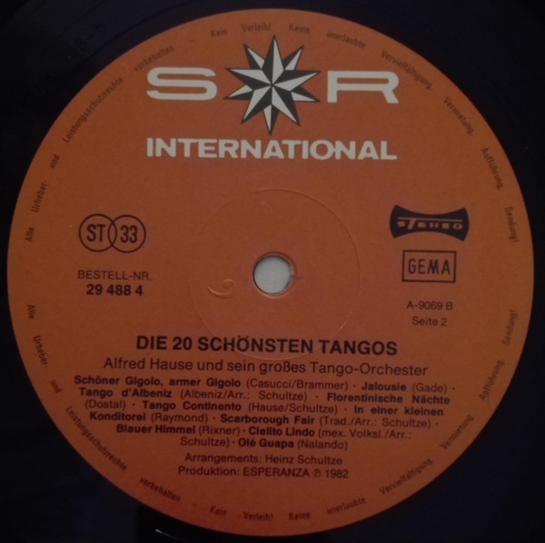 Cover zu Alfred Hause And His Tango Orchestra - Die 20 Schönsten Tangos | 1982 | Vinyl, LP, Album, Stereo | Latin, Folk, World, & Country, Stage & Screen | Germany