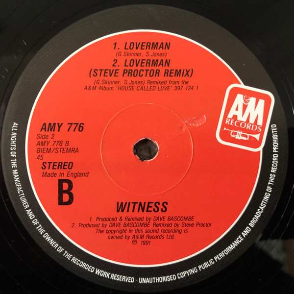 Cover zu Witness (9) - Loverman | 1991 | Vinyl, Stereo, 12