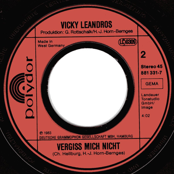 Cover zu Vicky Leandros - Mein Schweigender Freund | 1984 | Vinyl, 45 RPM, 7