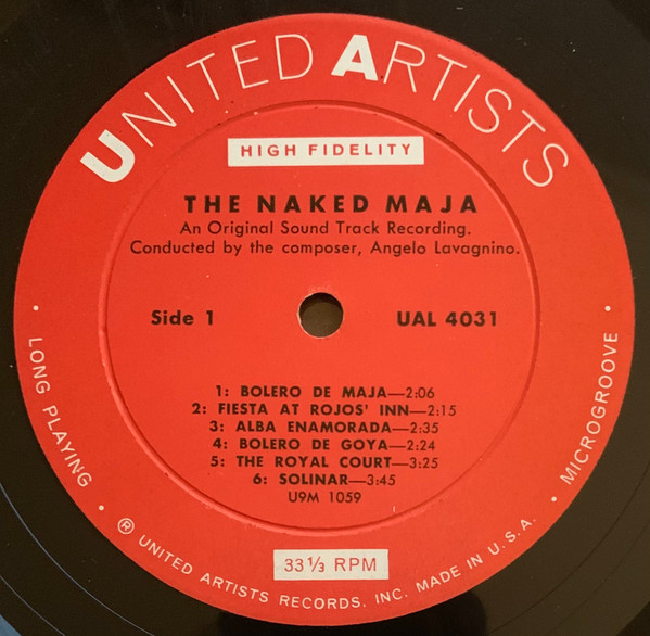 Cover zu Angelo Francesco Lavagnino - The Naked Maja (Music From The Motion Picture Sound Track) | 1959 | Vinyl, LP, Mono | Stage & Screen | US