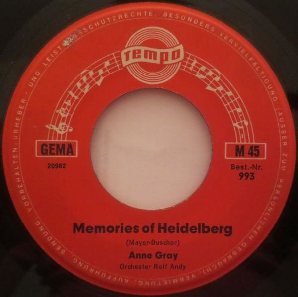 Cover zu Anne Gray / Gerd Fitz - Memories Of Heidelberg / Spanisch War Die Nacht | Vinyl, 45 RPM, 7