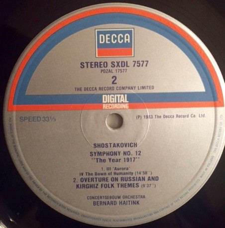 Cover zu Dmitri Shostakovich, Bernard Haitink, Concertgebouworkest - Shostakovich Symphony No. 12 The Year 1917 / Overture On Russian And Kirghiz Folk Themes | 1983 | Classical