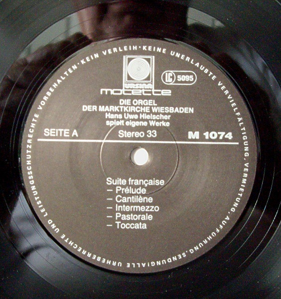 Cover zu Hans Uwe Hielscher - Die Orgel Der Marktkirche Wiesbaden (Hans Uwe Hielscher Spielt Eigene Werke Im Stile Der Spätromantik) | 1983 | Vinyl, LP, Album | Classical | Germany