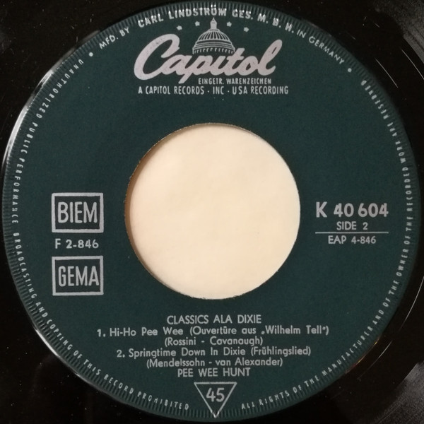 Cover zu Pee Wee Hunt - Classics Ala Dixie | Vinyl, 45 RPM, 7