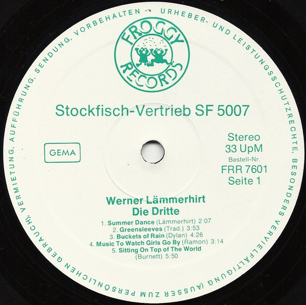 Cover zu Werner Lämmerhirt - Die Dritte | 1977 | Vinyl, LP, Album, Stereo, Repress | Folk, World, & Country | Germany