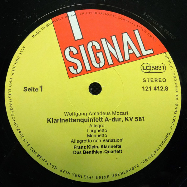 Cover zu Wolfgang Amadeus Mozart, Carl Maria von Weber - Klarinettenquintett A-Dur Klarinettenquintett B-Dur | 1983 | Vinyl, LP | Classical | Germany