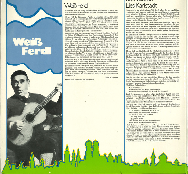Cover zu Weiß Ferdl, Karl Valentin, Liesl Karlstadt - Münchner Originale | Vinyl, LP, Compilation | Non-Music | Germany