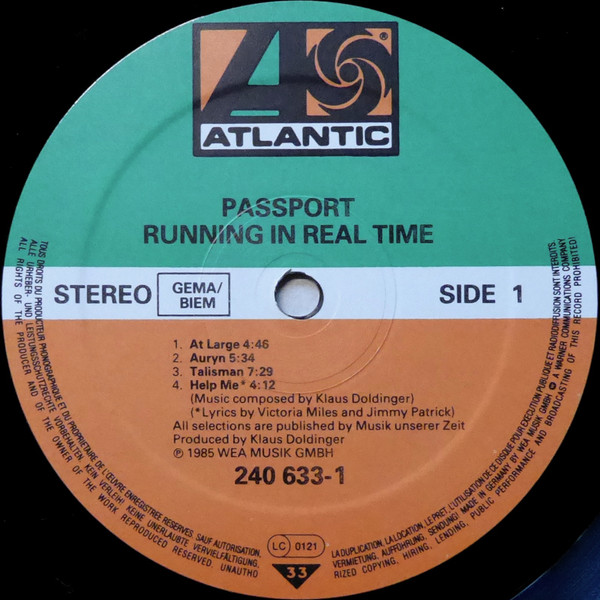 Cover zu Passport (2) - Running In Real Time | 1985 | Vinyl, LP, Album, Stereo | Jazz, Funk / Soul | Europe