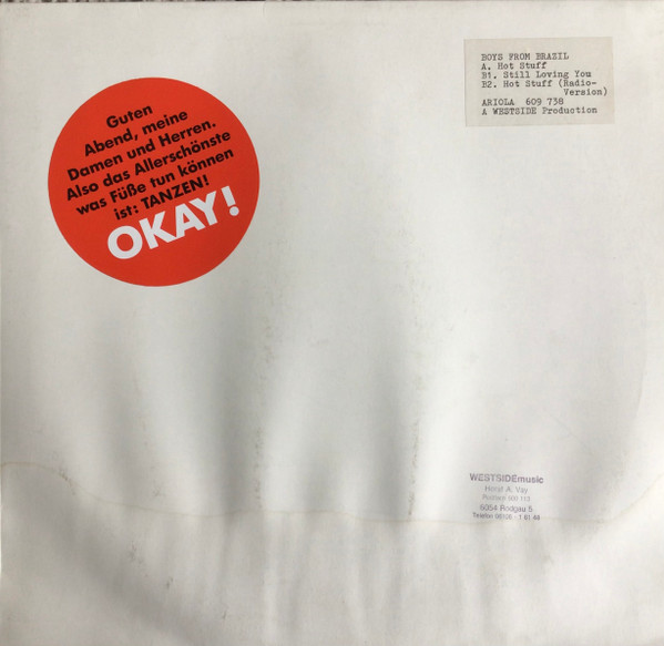 Bild Boys From Brazil – Hot Stuff | 1988 | Vinyl, 12″, White Label | Electronic | Germany Schallplatten Ankauf