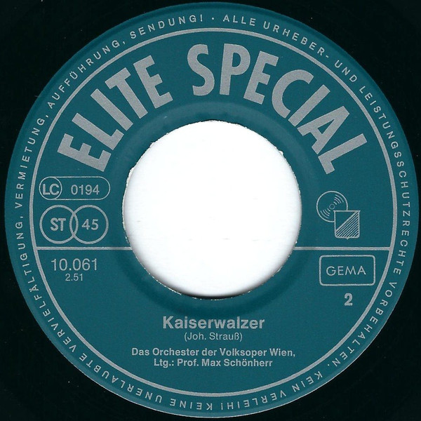 Cover zu Wiener Volksopernorchester - Geschichten Aus Dem Wienerwald / Kaiserlwazer | Vinyl, Stereo, 45 RPM, 7