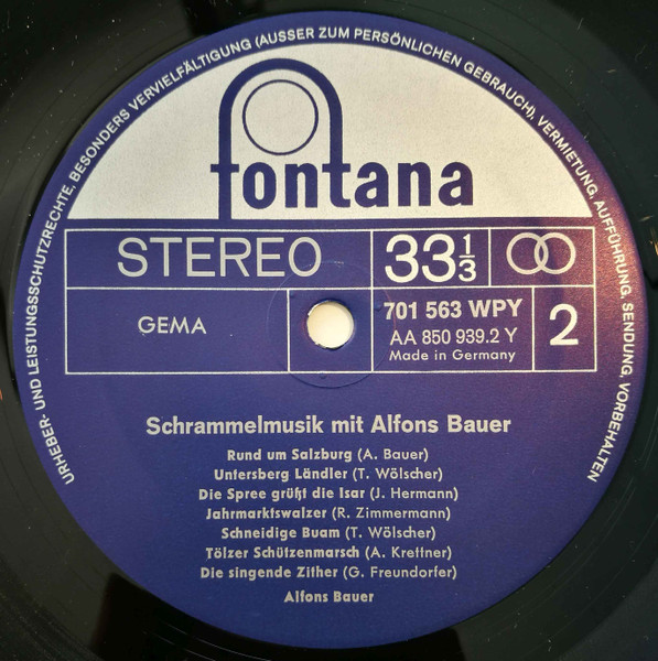 Cover zu Alfons Bauer - Schrammelmusik Mit Alfons Bauer | Vinyl, LP, Stereo | Folk, World, & Country | Germany