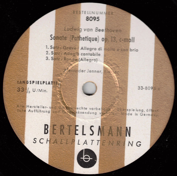 Bild Ludwig van Beethoven, Alexander Jenner – Sonate (Pathetique) Op. 13, C-moll / Mondscheinsonate Op. 27, Nr. 2, Cis-moll | Vinyl, 33 ⅓ RPM, 10″ | Classical | Germany Schallplatten Ankauf