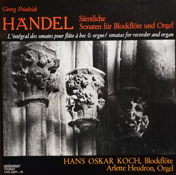 Bild Hans Oskar Koch, Arlette Heudron, Georg Friedrich Händel – Sämtliche Sonaten für Blockflöte und Orgel | Vinyl, LP | Classical | Germany Schallplatten Ankauf