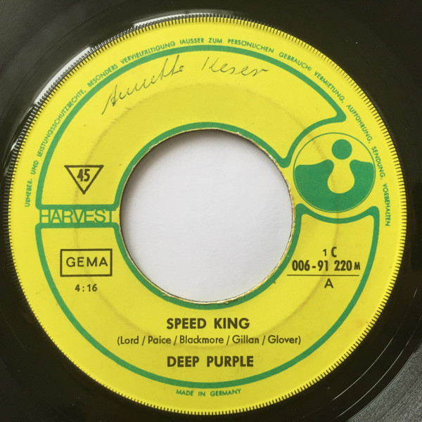 Bild Deep Purple – Speed King | Vinyl, 45 RPM, 7″, Single, Mono | Rock | Germany Schallplatten Ankauf
