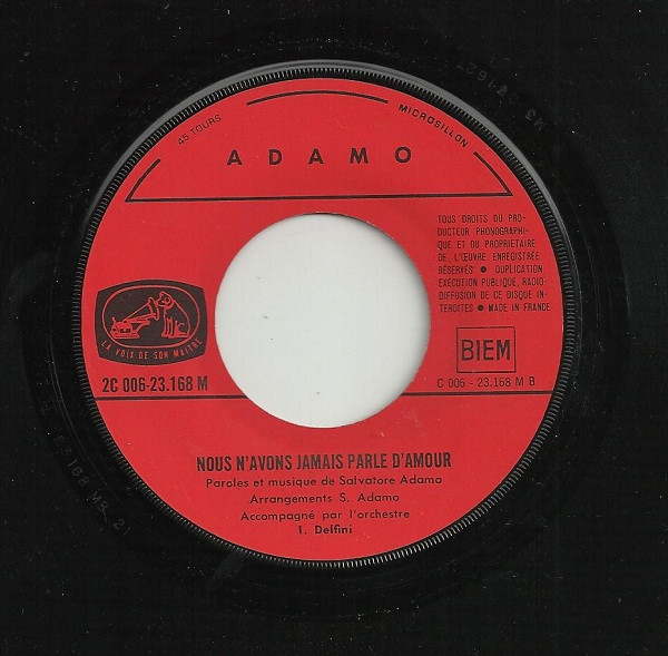 Cover zu Adamo - Les Belles Dames / Nous N'Avons Jamais Parlé D'Amour | 1970 | Vinyl, 45 RPM, 7
