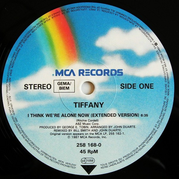 Cover zu Tiffany - I Think We're Alone Now (Extended Version) | 1987 | Vinyl, Stereo, 12
