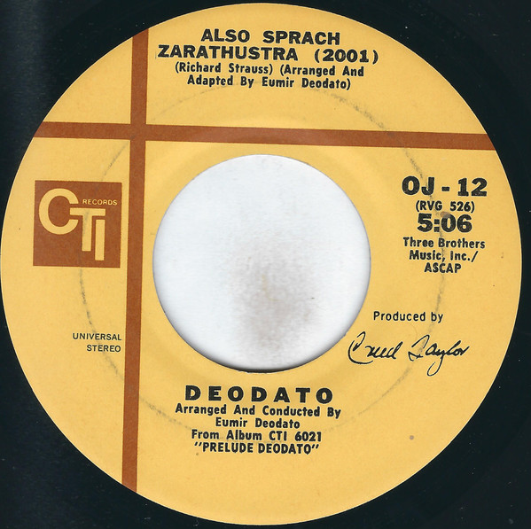 Bild Eumir Deodato – Also Sprach Zarathustra (2001) / Spirit Of Summer | 1973 | Vinyl, 45 RPM, 7″, Single | Jazz | US Schallplatten Ankauf