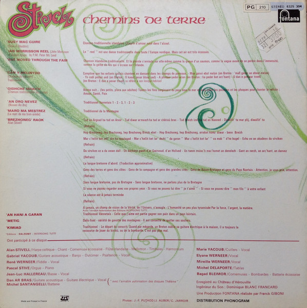 Cover zu Alan Stivell - Chemins De Terre | Vinyl, LP, Album, Stereo, Repress | Rock, Folk, World, & Country | France