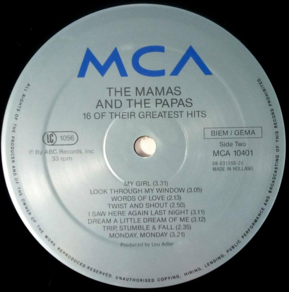 Cover zu The Mamas & The Papas - 16 Of Their Greatest Hits | Vinyl, LP, Reissue, Compilation | Rock | Europe