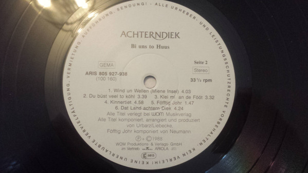 Cover zu Achterndiek - Bi uns to Huus | 1988 | Vinyl, LP, Stereo | Folk, World, & Country | Germany