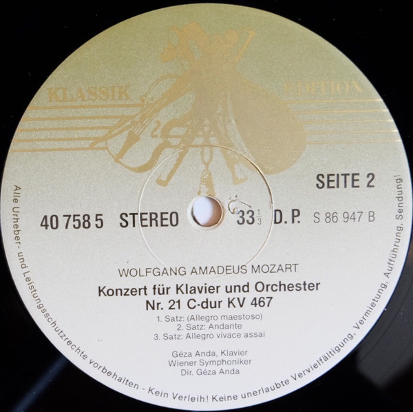 Cover zu Wolfgang Amadeus Mozart - Géza Anda ⋅ Wiener Symphoniker - Konzerte Für Klavier Und Orchester Nr. 20 & 21 | Vinyl, LP, Stereo | Classical | Germany
