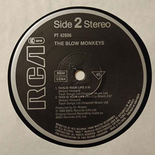 Cover zu The Blow Monkeys - This Is Your Life | 1989 | Vinyl, 12