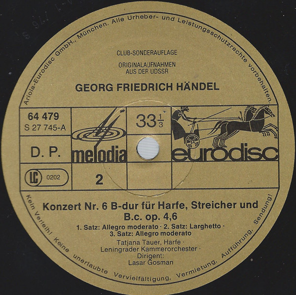 Cover zu Wolfgang Amadeus Mozart, Georg Friedrich Händel - Konzerte Für Flöte, Harfe Und Orchester | Vinyl, LP, Club Edition, Compilation | Classical | Germany