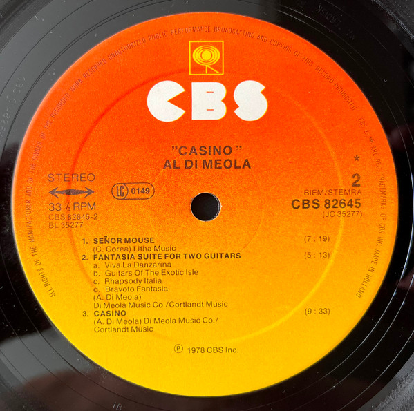 Cover zu Al Di Meola - Casino | 1978 | Vinyl, LP, Album, Stereo | Jazz | Netherlands
