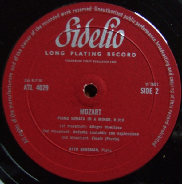 Cover zu Wolfgang Amadeus Mozart, Otto Bergman, Danzig Philharmonic Orchestra, Felix Heiss - Piano Concerto In D Minor K. 466 And Sonata In A Minor K. 301 | 1962 | Vinyl, LP, Mono | Classical | UK