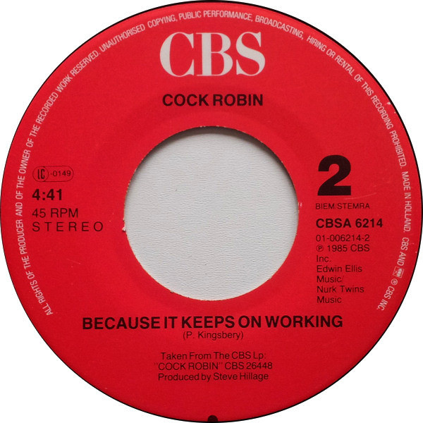 Cover zu Cock Robin - When Your Heart Is Weak | Vinyl, Stereo, 45 RPM, 7