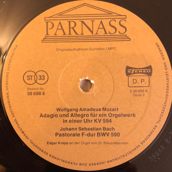 Cover zu Wolfgang Amadeus Mozart, Johann Sebastian Bach - Edgar Krapp - Fantasie F-Moll / Minor KV 608 / Adagio Und Allegro F-Moll / Minor KV 594 / Andante F-Dur / Major KV 616 / Pastorale F-Dur / Ma
