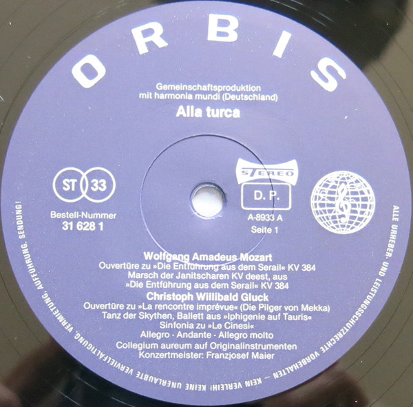 Cover zu Wolfgang Amadeus Mozart, Christoph Willibald Gluck, Michael Haydn ; Collegium Aureum, Franzjosef Maier - Alla Turca | 1982 | Vinyl, LP | Classical | Germany