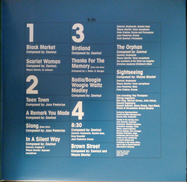 Cover zu Weather Report - 8:30 | 2015 | Vinyl, LP, Album, Reissue | Jazz | Europe