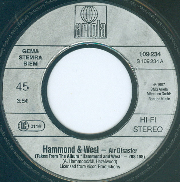 Cover zu Albert Hammond & Albert West - Air Disaster | 1987 | Vinyl, 45 RPM, 7