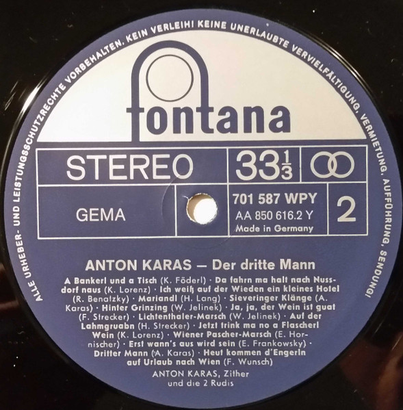 Cover zu Anton Karas - Der Dritte Mann | Vinyl, LP, Stereo | Folk, World, & Country | Germany