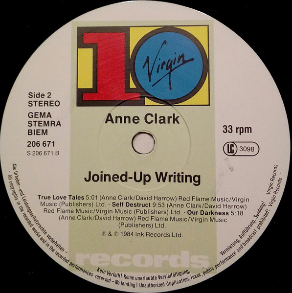 Cover zu Anne Clark - Joined Up Writing | Vinyl, LP, Stereo, Mini-Album | Electronic | Europe