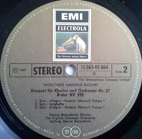 Cover zu Wolfgang Amadeus Mozart, Daniel Barenboim, English Chamber Orchestra - Klavierkonzerte Nr. 21 C-dur KV 467 Und Nr. 27 B-dur KV 595 | Vinyl, LP, Stereo | Classical | Germany