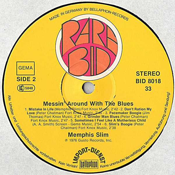 Cover zu Memphis Slim - Messin' Around With The Blues | 1976 | Vinyl, LP, Album | Blues | Germany