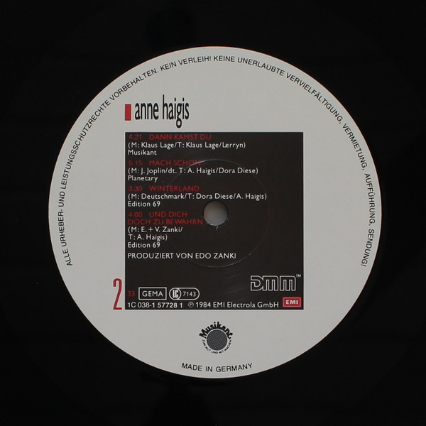 Cover zu Anne Haigis - Anne Haigis | 1984 | Vinyl, LP, Album, Stereo | Rock | Germany