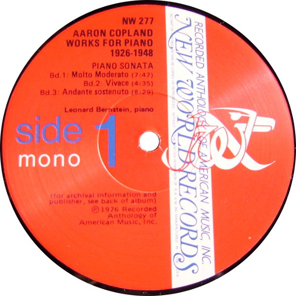 Cover zu Aaron Copland - Works For Piano 1926-1948 | 1976 | Vinyl, LP, Album, Mono | Classical | US