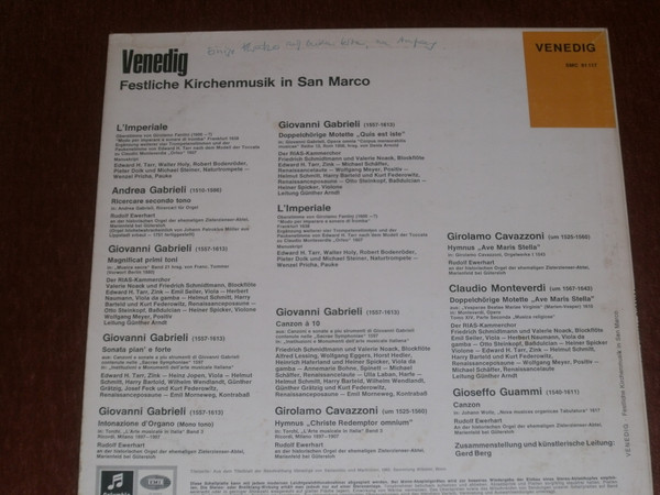Cover zu Andrea Gabrieli, Giovanni Gabrieli, Girolamo Cavazzoni, Claudio Monteverdi, Gioseffo Guami - Venedig - Festliche Kirchenmusik in San Marco | Vinyl, LP, Album, Stereo, Compilation | Classical