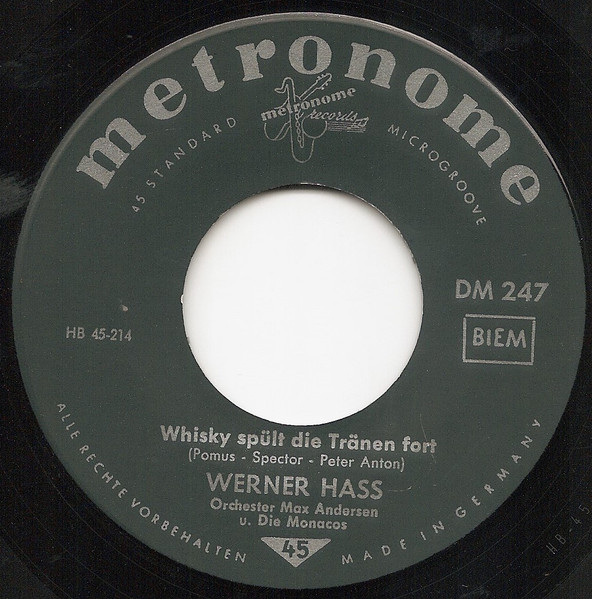 Cover zu Werner Hass - Whisky Spült Die Tränen Fort | 1961 | Vinyl, 45 RPM, 7