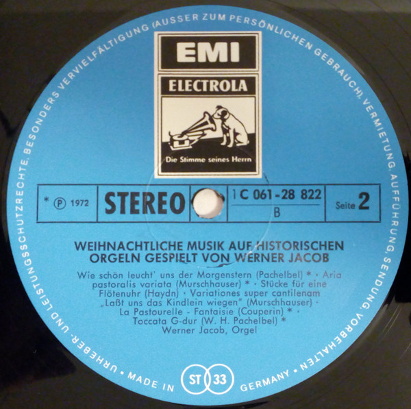 Cover zu Werner Jacob - Weihnachtliche Musik Auf Historischen Orgeln | Vinyl, LP | Classical | Germany