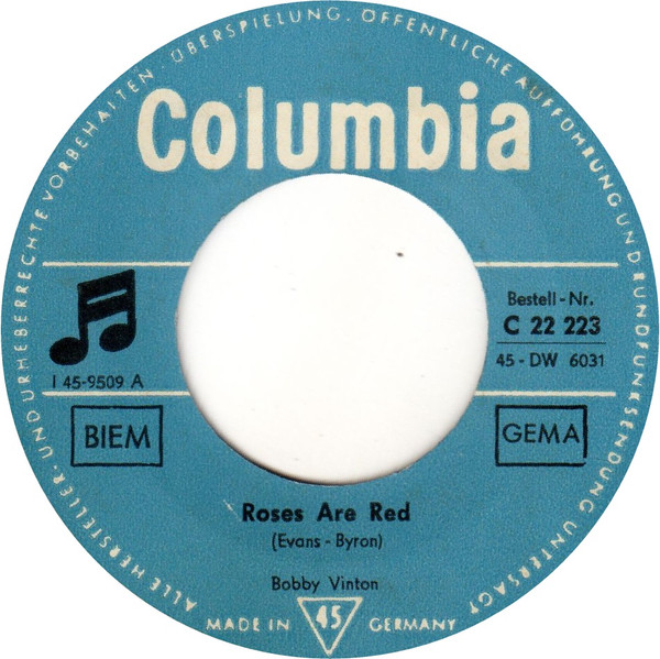 Bild Bobby Vinton – Roses Are Red | 1962 | Vinyl, 45 RPM, 7″, Single | Pop | Germany Schallplatten Ankauf