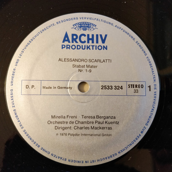 Cover zu Alessandro Scarlatti - Mirella Freni • Teresa Berganza, Orchestre De Chambre Paul Kuentz, Sir Charles Mackerras - Stabat Mater | 1976 | Vinyl, LP, Album, Stereo | Classical | Europe