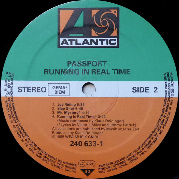 Cover zu Passport (2) - Running In Real Time | 1985 | Vinyl, LP, Album, Stereo | Jazz, Funk / Soul | Europe