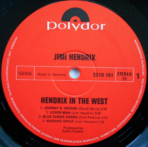 Cover zu Jimi Hendrix - Hendrix In The West | Vinyl, LP, Album, Stereo | Rock, Blues | Germany
