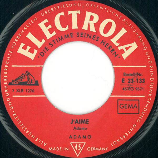 Cover zu Adamo - Comme Toujours / J'aime | 1965 | Vinyl, 45 RPM, 7